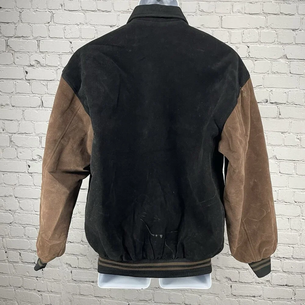 Jon Lauren Apparel Black Las Vegas Varsity Zipped Snap Pockets Jacket Size L